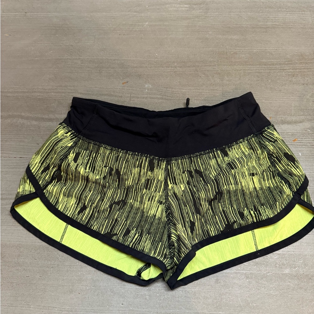 Lululemon Athletica Black and Neon Yellow Athletic Shorts